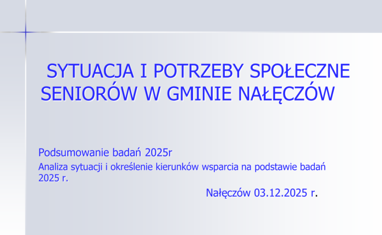 Czytaj więcej o artykule Sytuacja i potrzeby społeczne Seniorów w Gminie Nałęczów w roku 2025.